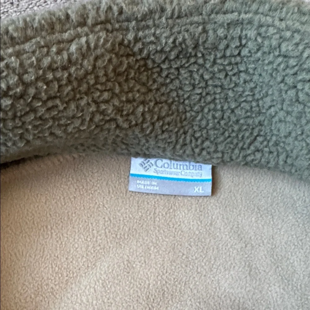 Columbia Lodge Sherpa Fleece Pullover Green Tan Quarter Snap SIZE XL Cozy - Picture 4 of 7